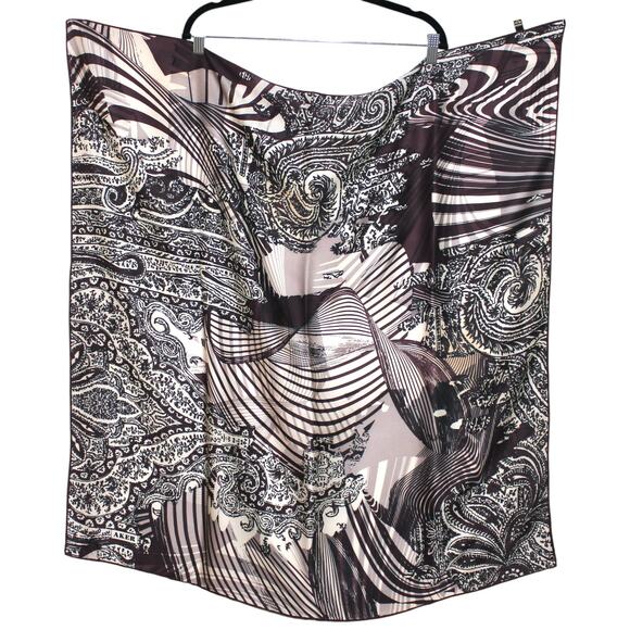 AKER 100% Silk Multi Color Patterned Square Large Scarf - Picture 2 of 5